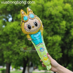 Bong bóng Labubu đeo kính thanh cây gậy tay cầm dài